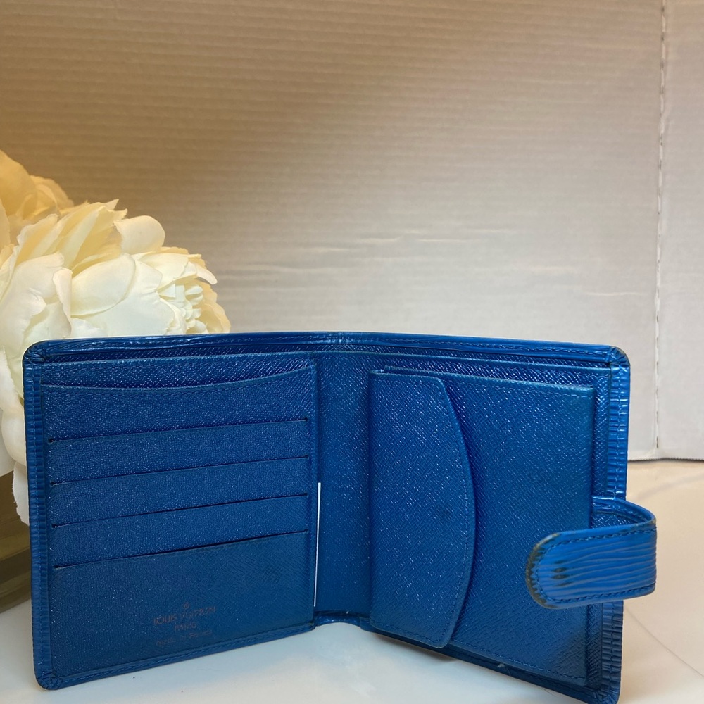Authentic Louis Vuitton Blue Epi Porte-Billets Compact Wallet Toledo Luxury - Picture 2 of 10
